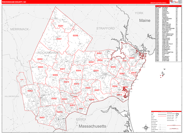 Rockingham County, NH Zip Code Map