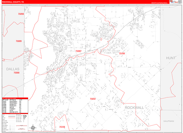 Rockwall County, TX Zip Code Map
