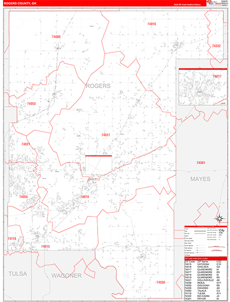 Rogers County, OK Carrier Route Wall Map