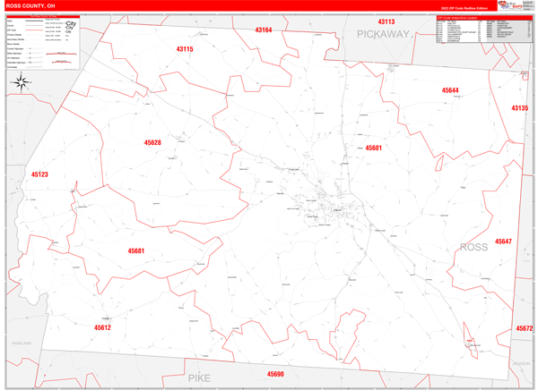 Ross County Digital Map Red Line Style