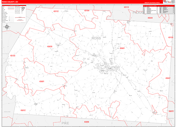 Ross County, OH Zip Code Map