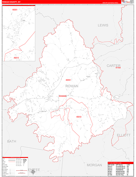 Rowan County, KY Zip Code Map