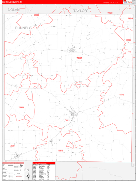 Runnels County, TX Zip Code Map