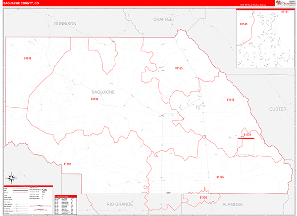 Saguache County, CO Zip Code Map