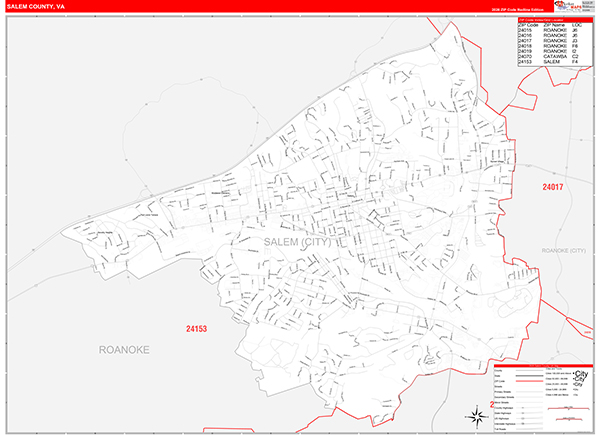 Salem County, VA Zip Code Map