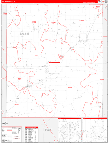 Saline County, IL Zip Code Map