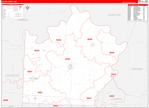Saline County Digital Map Red Line Style