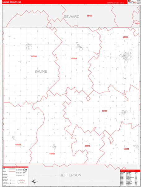 Saline County, NE Zip Code Map