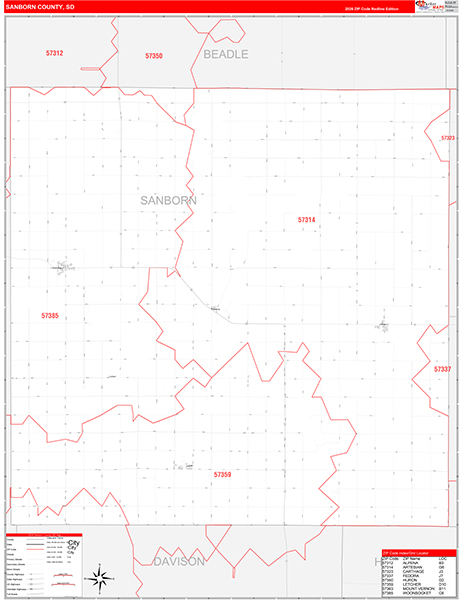 Sanborn County, SD Zip Code Map