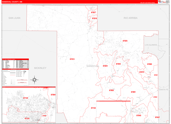 Sandoval County Digital Map Red Line Style