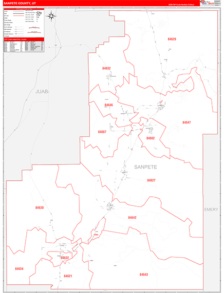 Sanpete County, UT Zip Code Map