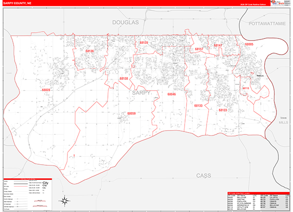 Sarpy County, NE Zip Code Map