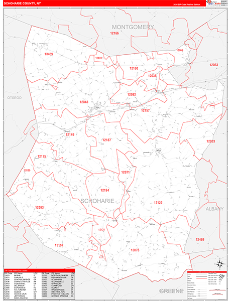 Schoharie County, NY Zip Code Map
