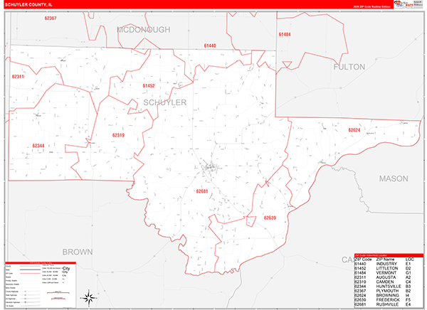 Schuyler County, IL Zip Code Map