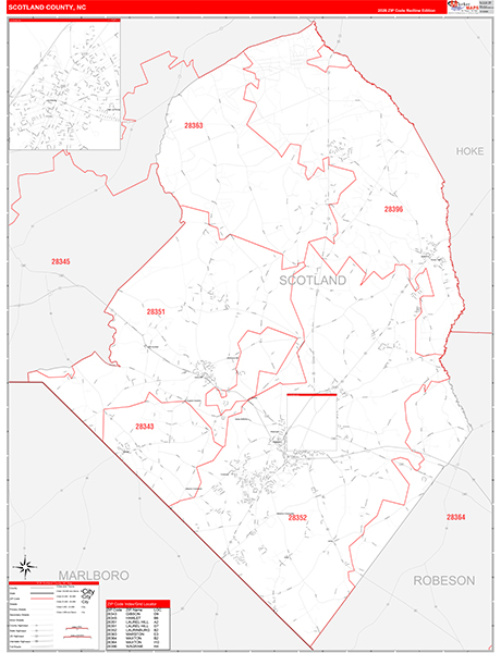 Scotland County, NC Zip Code Map