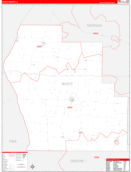Scott County, IL Zip Code Map