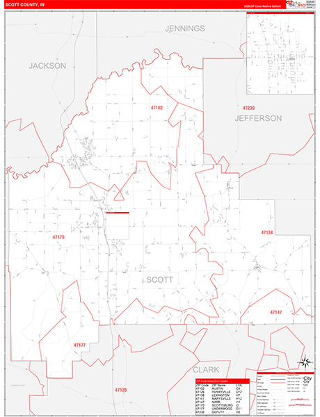 Scott County, IN Zip Code Map