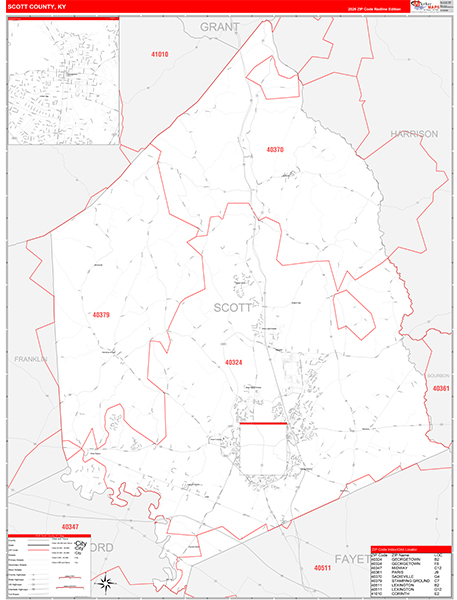 Scott County, KY Zip Code Map