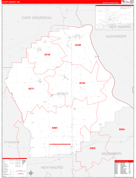 Scott County, MO Zip Code Map