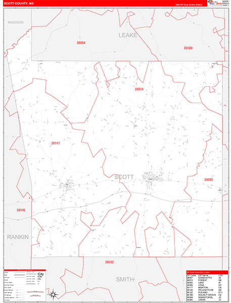 Scott County, MS Zip Code Map