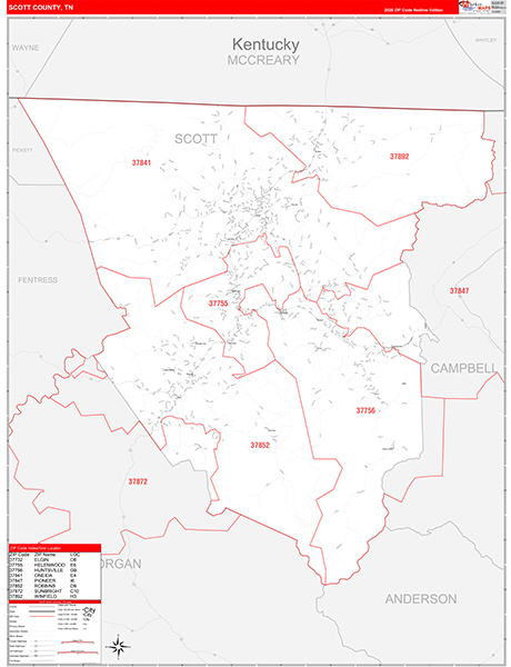 Scott County, TN Zip Code Map