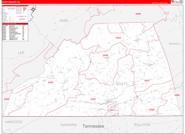 Scott County, VA Zip Code Map