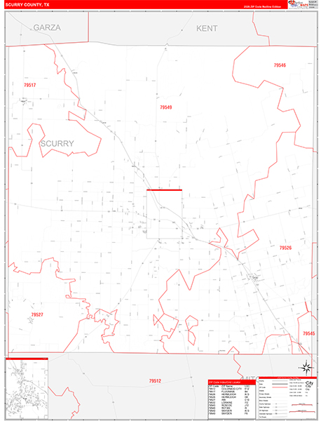 Scurry County, TX Zip Code Map