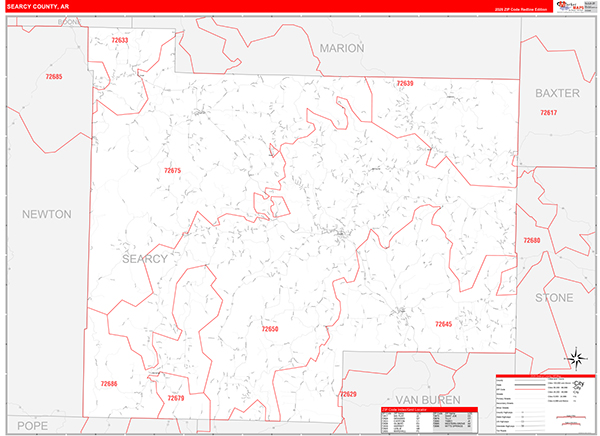 Searcy County, AR Zip Code Map