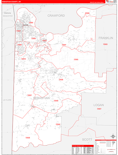 Sebastian County, AR Zip Code Map