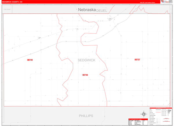 Sedgwick County Co Zip Code Wall Map Red Line Style By Marketmaps