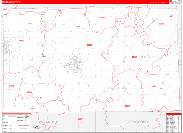 Seneca County, OH Zip Code Map