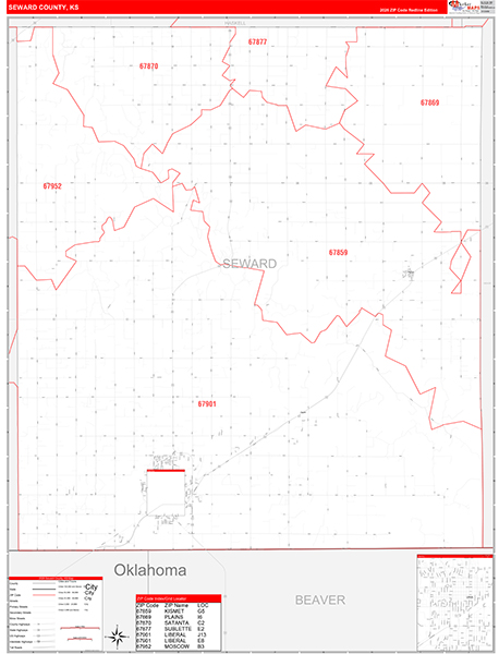 Seward County, KS Zip Code Map