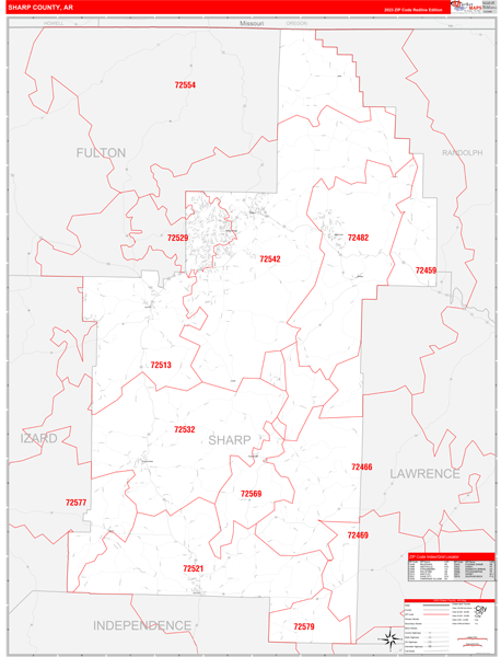 Sharp County Ar Zip Code Maps Red Line
