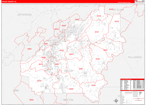 Shelby County, AL Zip Code Map