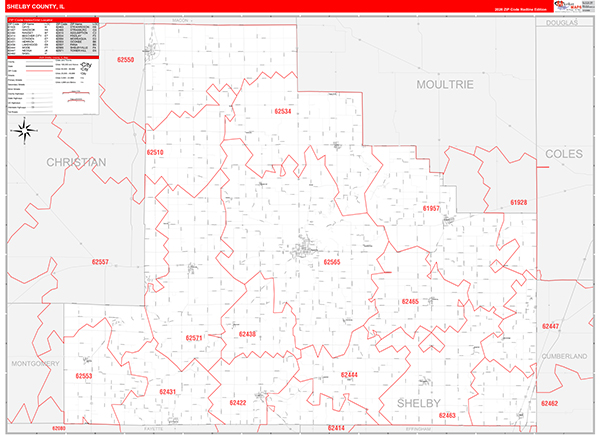 Shelby County, IL Zip Code Map