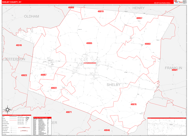 Shelby County, KY Zip Code Map