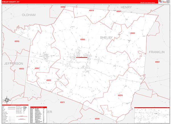 Shelby County, KY Zip Code Map