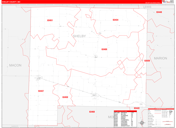 Shelby County, MO Zip Code Map