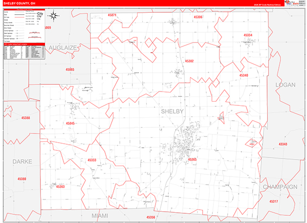 Shelby County, OH Zip Code Map