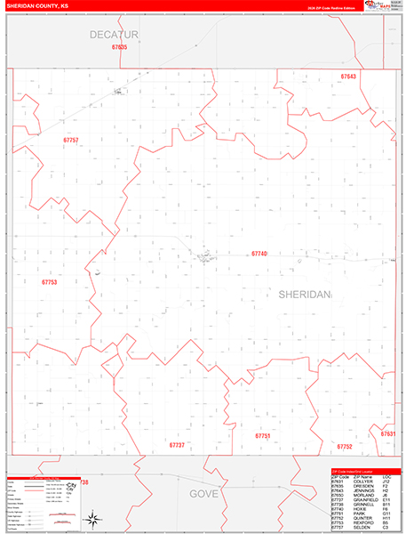 Sheridan County, KS Zip Code Map