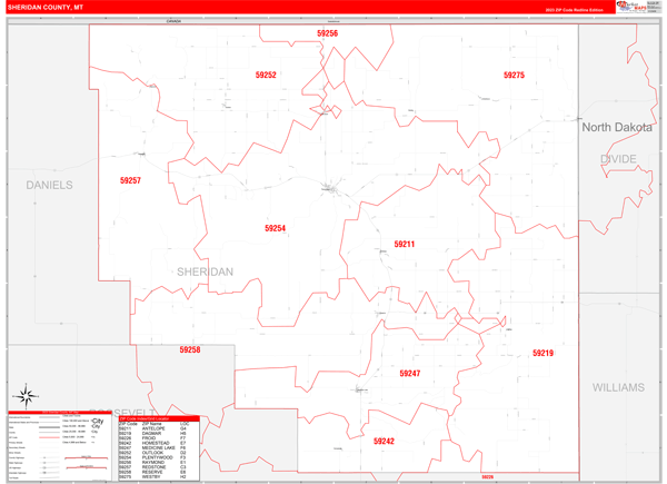 Sheridan County, MT Zip Code Wall Map