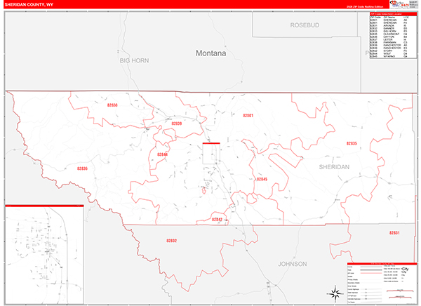 Sheridan County, WY Zip Code Map