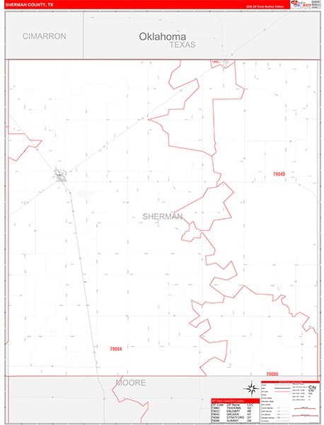Sherman County, TX Zip Code Map