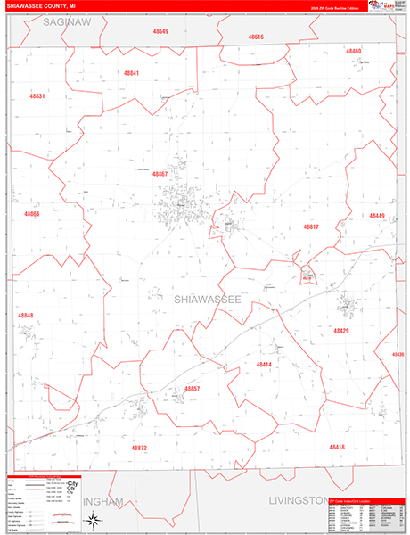 Shiawassee County, MI Zip Code Map