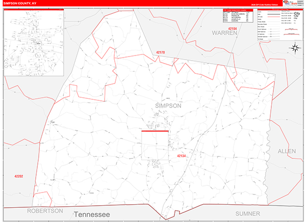 Simpson County, KY Zip Code Map
