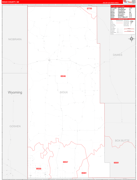 Sioux County, NE Zip Code Map