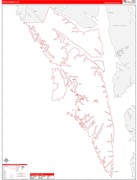 Sitka Borough (County), AK Carrier Route Wall Map
