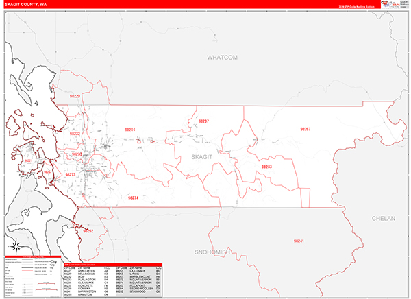 Skagit County, WA Zip Code Map