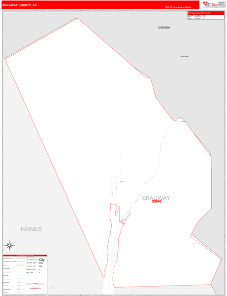 Skagway Borough (County), AK Carrier Route Wall Map
