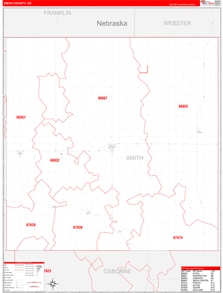 Smith County, KS Zip Code Map